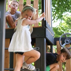 Backyard Discovery Mystic Tower Cedar Swing Set heavy-duty belt swings web swing