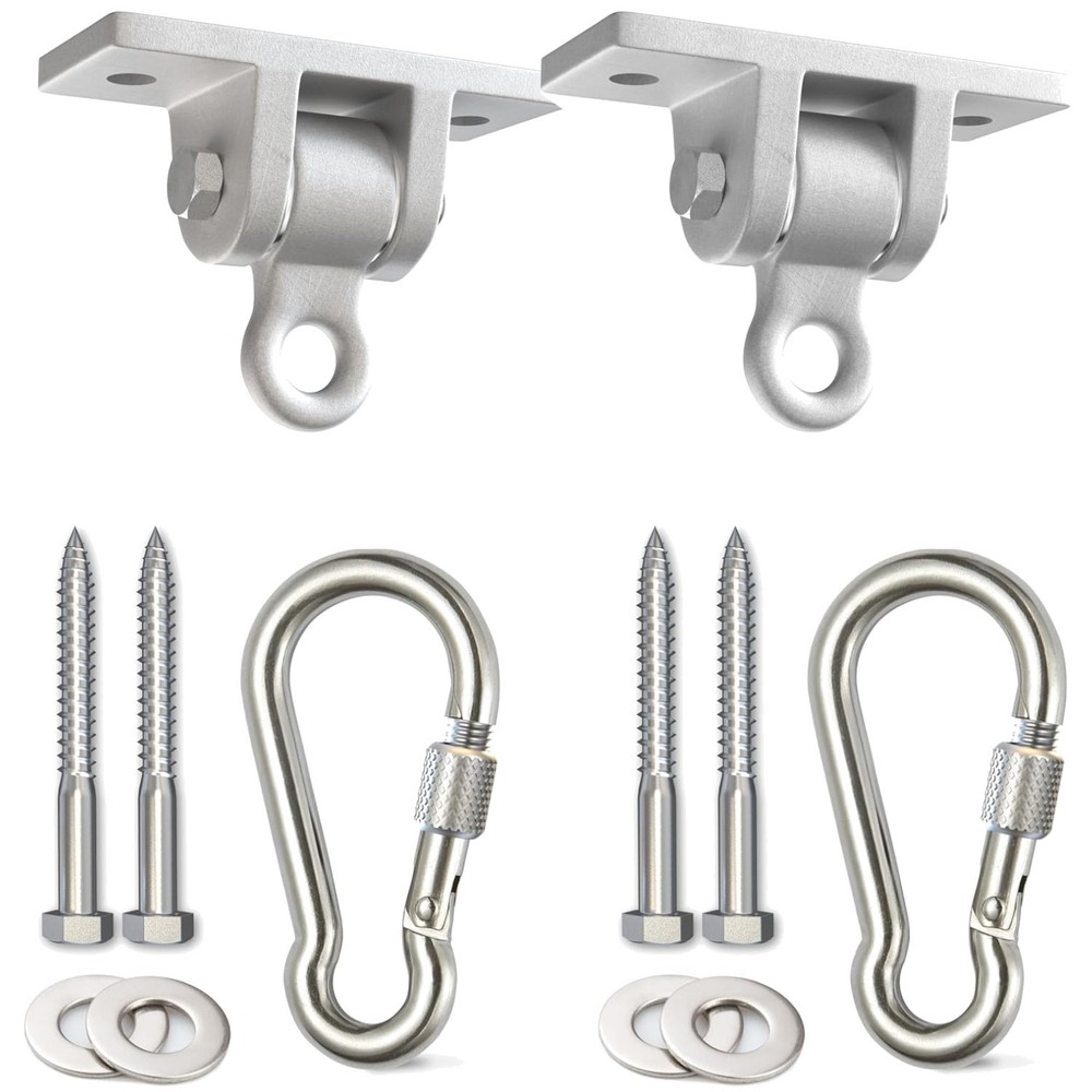 Swing Set Hardware Kit – 2 Heavy Duty Brackets, Snap Hooks