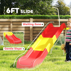 6Ft Slide for Kids, Metal Freestanding Playground Equipment with Climbing Ladder