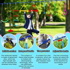 Ninja Warrior Obstacle Course for Outside – 12 Obstacle ,Ninja Slackline (2×5…