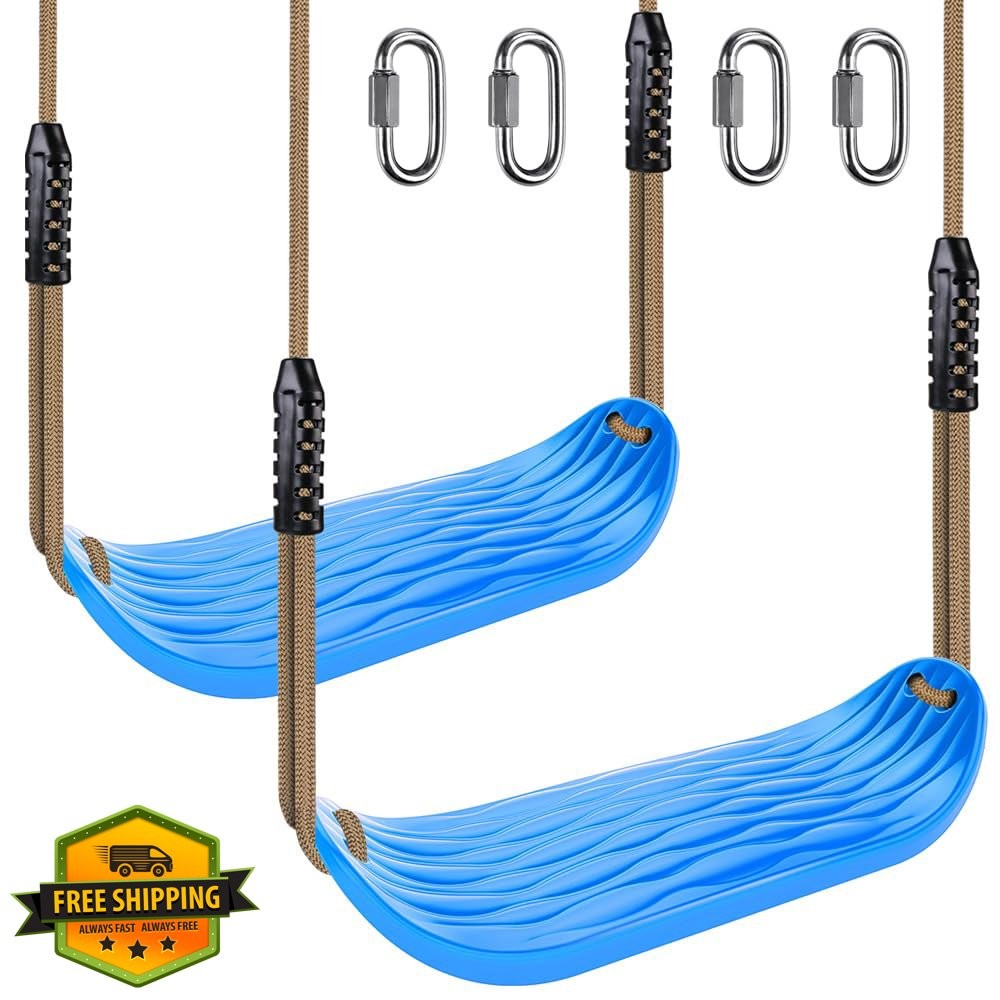 SELEWARE Blue Non-Slip Swing Seat Heavy Duty Tree Swing Rope Kit