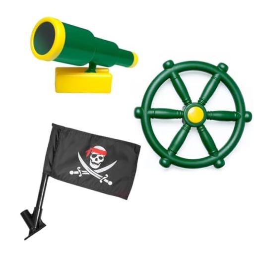 Playground Equipment Bundle Set with Kids Pirate Telescope, Pirate Set Green