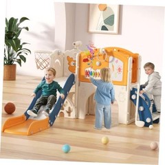Toddler Slide Set, 13 in 1 Kids Indoor Slide for Toddler 1-3, Blue&yellow