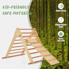 Pikler Triangle Set 3 in 1 Climbing Toys for Toddlers Foldable Wood Montessor…