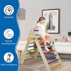Wooden Foldable Climbing Triangle Ladder Montessori Play Gym for Toddlers