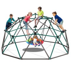 Hapfan 10ft Climbing Dome Swing Set with Saucer Swing, Jungle Gym for Kids 800lb