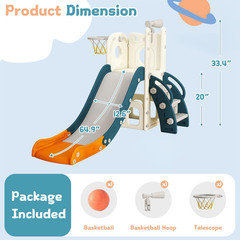 6 in 1 Toddler Slide, Kids Slider for 1-3, Indoor Outdoor Playset Playground wit
