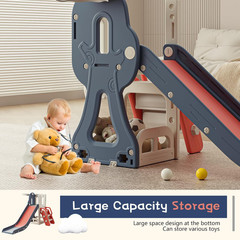 Toddler Slide & Climber with Storage, Basketball Hoop & Telescope for Ages 1-3