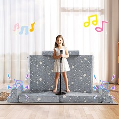8 Pieces Modular Kids Play Couch Glow in Dark Toddler Sectional Sofa Gray Foam