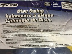 Play Core Swing-N-Slide Orb-XT Disc Swing, 337021 NE 4666L LA 6653 safety system