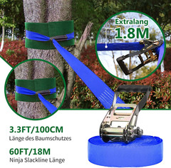 Kids Ninja Obstacle Course – 10 Durable Challenges & 60′ Slackline Set