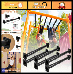 6 Pcs 16.5″ Black Outdoor Monkey Bars Set | Climbing Ladder for Playground | Inc