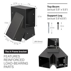 Heavy Duty Swing Sets Bracket Kit, Including 2 A-Frame + 4 Swing Hangers Black