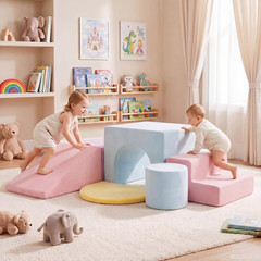 Toddler Climbing Toys Indoor, 6 PCS Foam Climbing Blocks for Baby Crawling Slidi