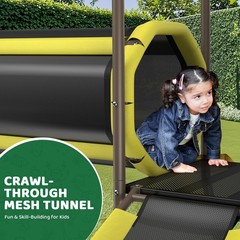 6 in 1 Metal Playground Swing Set Outdoor Play Set for Kids with Slide 2 Swings