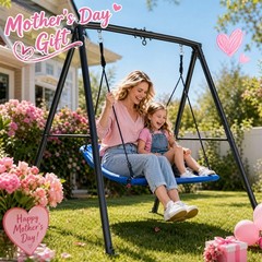 Trekassy Heavy-Duty Frame Metal Swing Set for Kids Adult with 60″ Platform Swing
