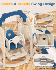 Toddler Slide and Swing Set, 7-In-1 Indoor Outdoor Toddler Playset with Climber,