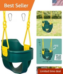 High Back Full Bucket Toddler Swing Seat with Finger Grip, Plastic Coated Cha…