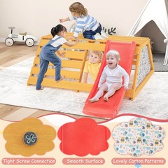 5-in-1 Indoor Jungle Gym Montessori Climbing Toys with Removable Door Curtains