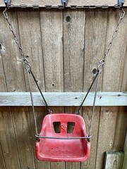 Vintage Early 1900’s Red Metal Gametime Swing Seat w/ Original Chains and Hooks