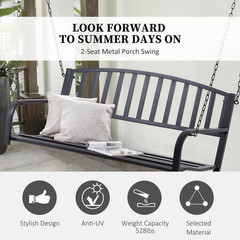 50 In.Seats 2-People Steel Patio Swing with Sturdy Chains, for Backyard, Deck, 5