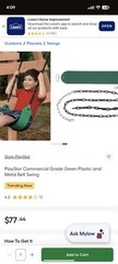 Kids Outdoor Metal Swing Set Frame w/ Platform Swing & Single Seat Green/Blue