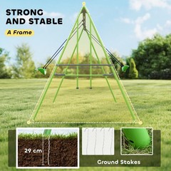 Green Metal A-Frame Swing Set with Glider 110.25x55x70 for Kids