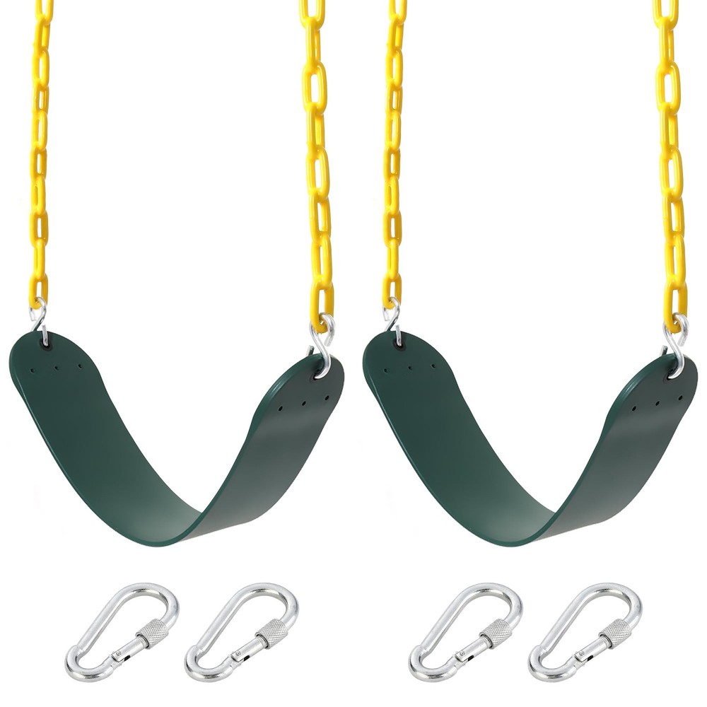 2-Pack Heavy Duty Swing Seat with 66″ Anti-Rust Chains & Quick-Connect Snap H…