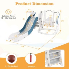 Toddler Slide and Swing Set 4-in-1 Indoor Playground with Extended Slide & Swing