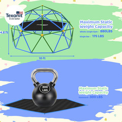 10FT Climbing Dome with Hammock, Outdoor Jungle Gym for Kids, Geometric Dome Cli
