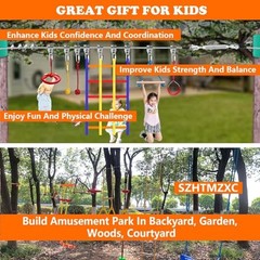 65FT Ninja Warrior Obstacle Course for Kids Backyard Outdoor 65FT 13Pcs Ratchet