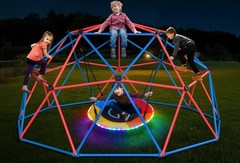 Climbing Dome Swing Set LED Saucer 800lb Jungle Gym Outdoor 3-8 8-12 Hapfan Kids