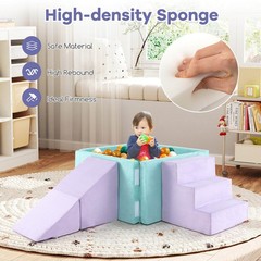 3-in-1 Foam Climbing Blocks for Toddlers with Ball Pit for Climbing Crawling