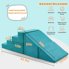 Toddler Counch Slide Indoor Playground Set, Safe Soft Foam Climbing Blocks with