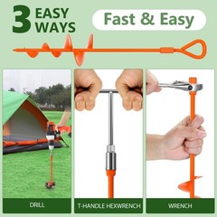 6 Pack 18″ Ground Anchors Heavy Duty Screw-In Earth Anchor w/ T-Handle _SALE OFF