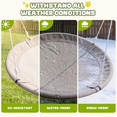 Outdoor 60″ Large Tree Swing Set Saucer Swing Waterproof 700lb for Kids Adult
