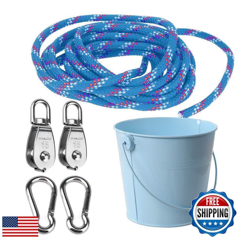 FUQUN Treehouse Accessories With Pulley and Bucket Cable, Playhouse and Pirat