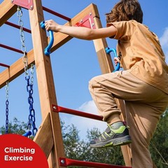 Heavy Duty Wood Swing Set for Backyard with Monkey Bars Trapeze Swing Bar and 2