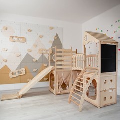 Large Playground Climber Kids Indoor Wooden Playhouse Montessori Climbing Set