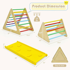 3 in 1 Kids Climbing Ladder Set 2 Triangle Climbers with Ramp for Sliding and Cl