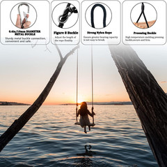 Wooden Swing Seat, Hanging Tree Swing with Adjustable Nylon Rope, Outdoor Wood S
