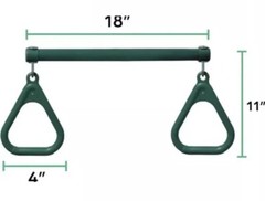Jungle Gym Kingdom 18” Trapeze Swing, Heavy Duty Chain WBar Rings 48” Swing Set.
