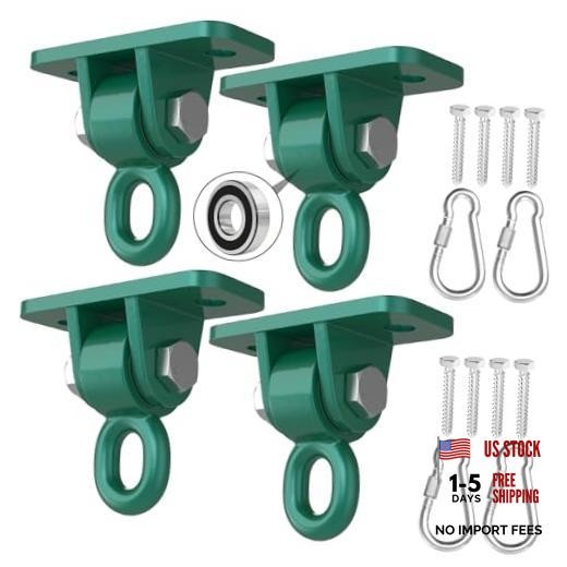 Heavy Duty Swing Hangers with Bearing, Porch Swing Hanging Kit 4 Pack Green