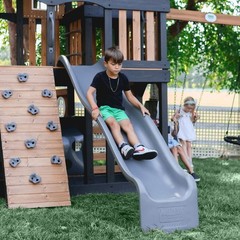 Backyard Discovery Mystic Tower Cedar Swing Set heavy-duty belt swings web swing
