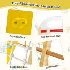 8-in-1 Jungle Gym Playset Wooden Climber Play Set with Monkey Bars Colorful