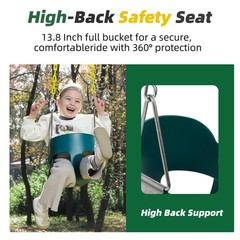 High Back Full Bucket Toddler Swing Seat with Yellow Coated Chains Fully Asse…