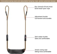 SELEWARE Plastic Swing Seat, Non Slip Tree Set with Black, 1 Pack