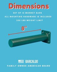 Outdoor Monkey Bars for – Set of 12, 8 Inch Single Sided Green Metal Monkey B…