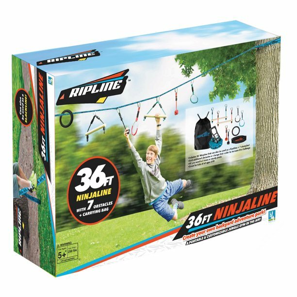 Ripline 36ft Ninjaline Portable and Customizable Jungle Gym System 7 Obstacles