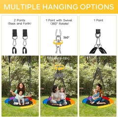 40″ Saucer Tree Swing Outdoor Flying Saucer Rope Swing Platform Swing for Kids